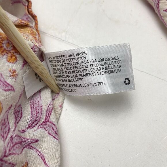 Universal Thread Blouse Womens XLarge Keyhole Neck Smocked Cuffs Floral Print - Picture 7 of 12